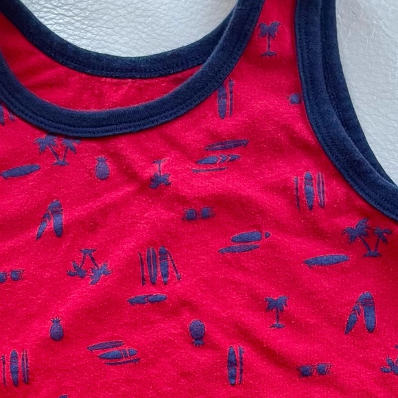 💥4/$20💥6-7 Gap Beach Tank Top, Surfboards, Sunglasses, Palm Trees, Red Navy - Picture 2 of 6